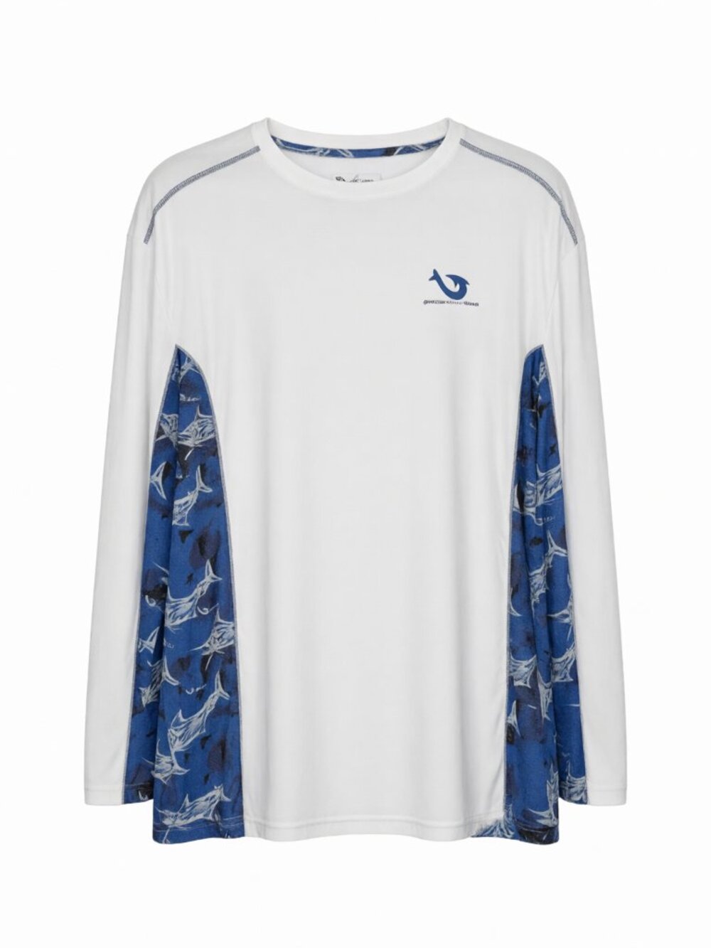 Mojo White Blue Men's Long Sleeve Fishing Shirt XXL White/Blue